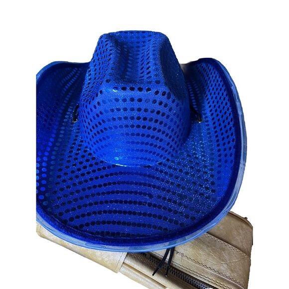 Funcredible Space Cowgirl Hat | Blue Light Up Cowboy Hat - Picture 3 of 16